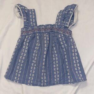 Art Class Blue and White Floral Kids Blouse